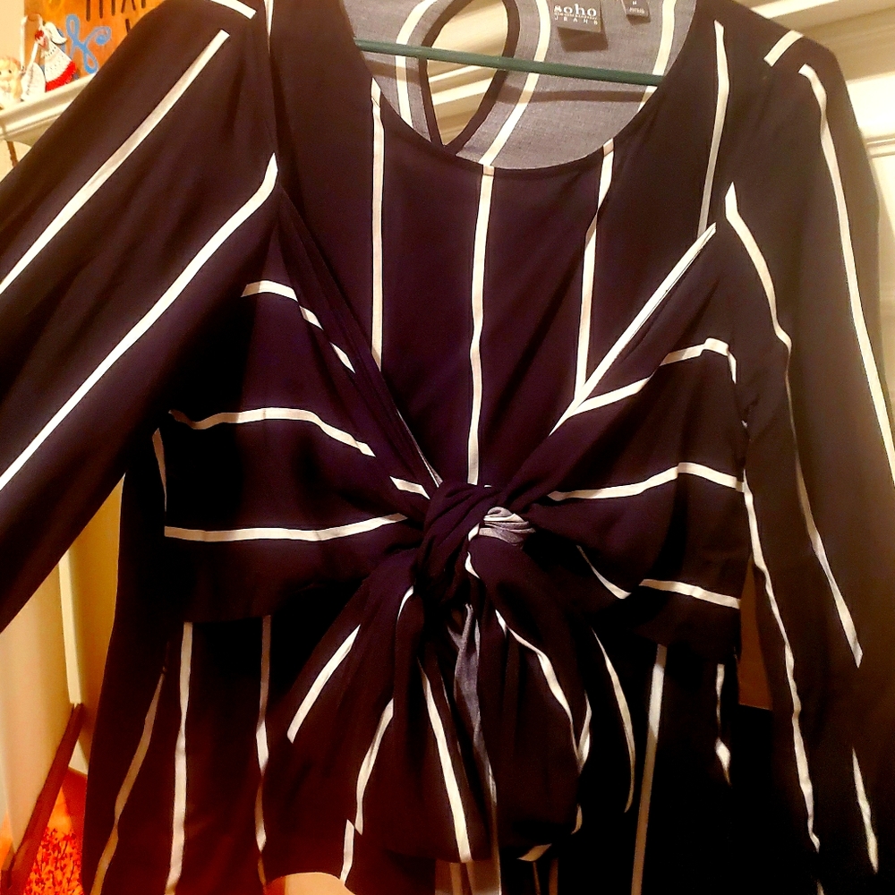Black & White Striped Blouse New York & Company